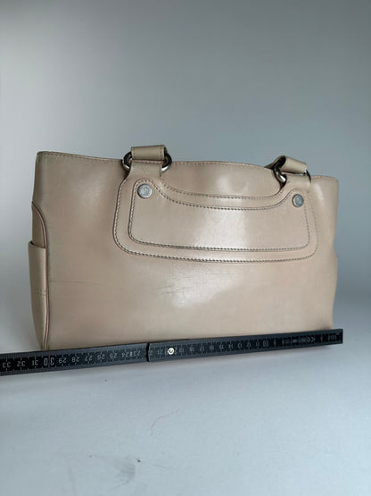 Vintage Celine Paris Leather Boogie Bag Beige Brown