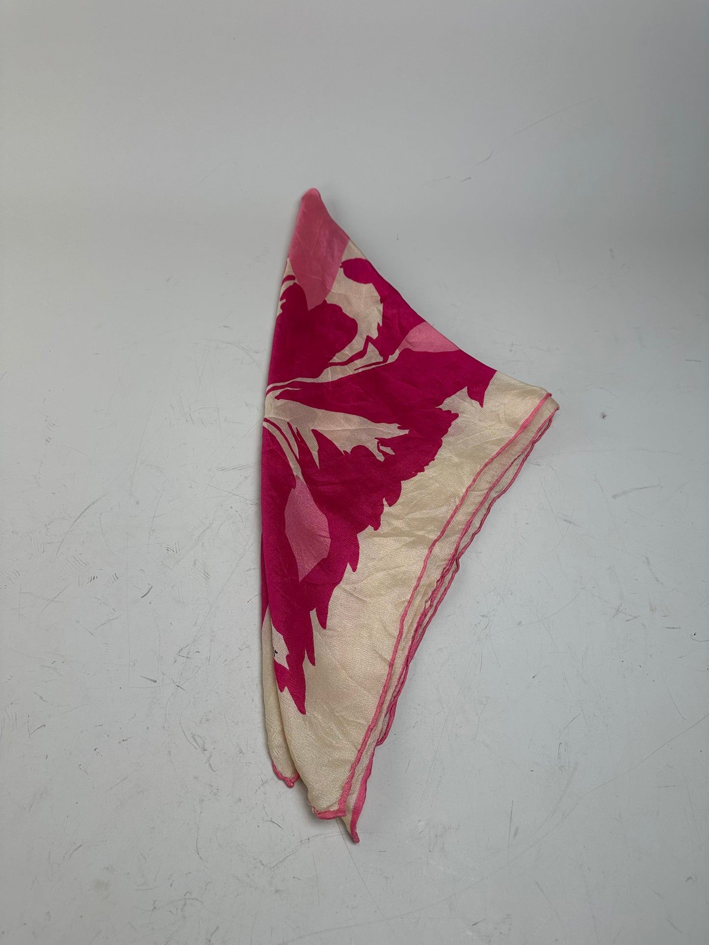 Vintage Dior Silk Foulard Scarf Cream Hot Pink
