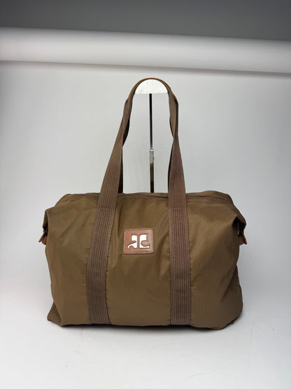 Vintage Courreges Paris Polyester Travel Bag Khaki Brown