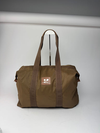 Vintage Courreges Paris Polyester Travel Bag Khaki Brown