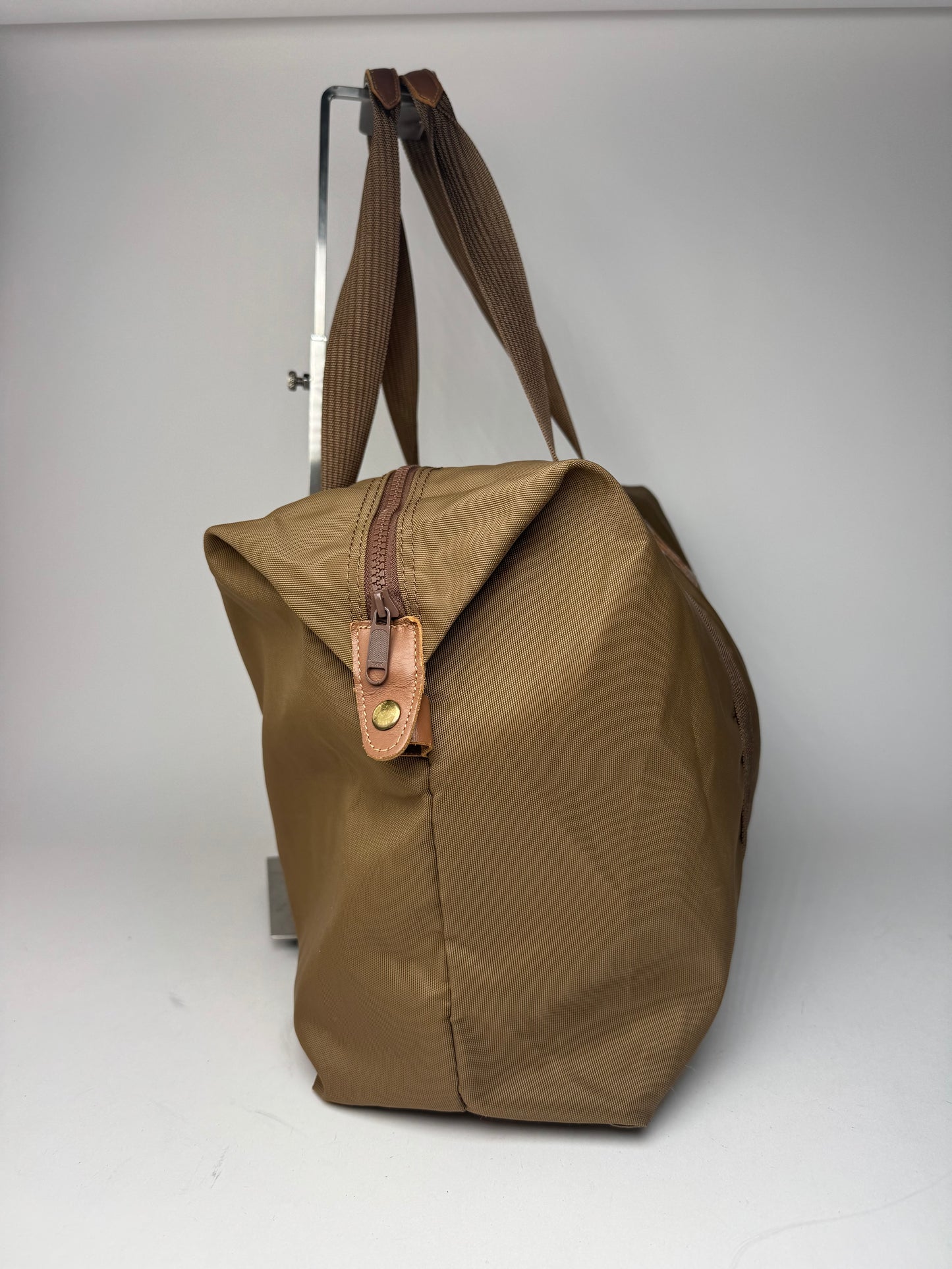 Vintage Courreges Paris Polyester Travel Bag Khaki Brown