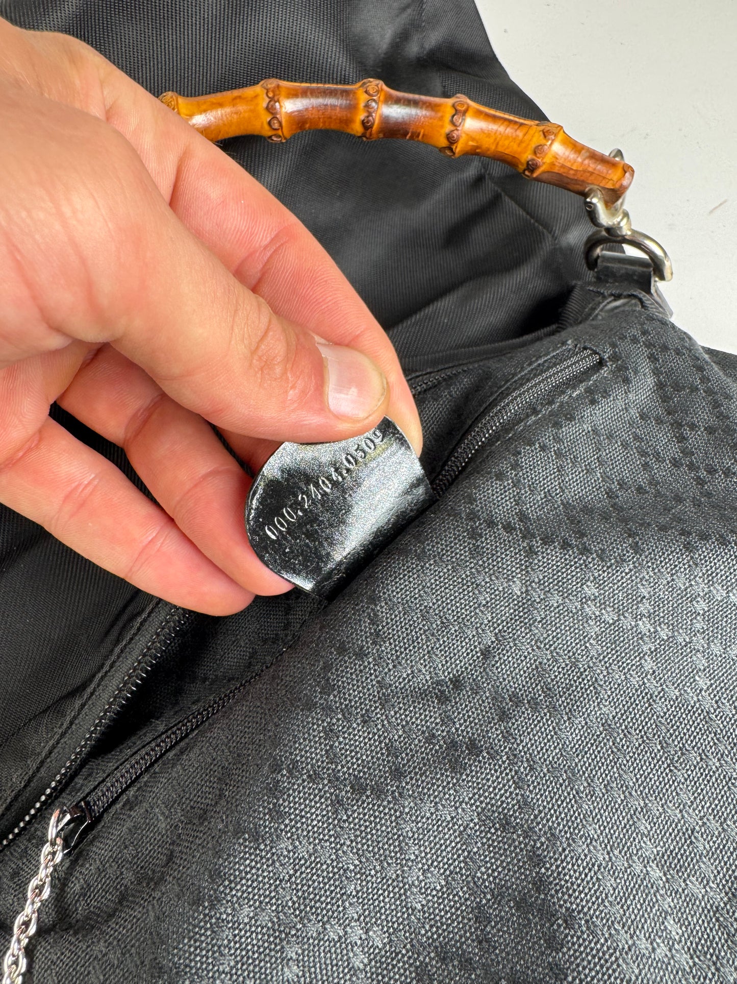 Sac Gucci vintage en toile de bambou noir