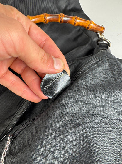 Sac Gucci vintage en toile de bambou noir