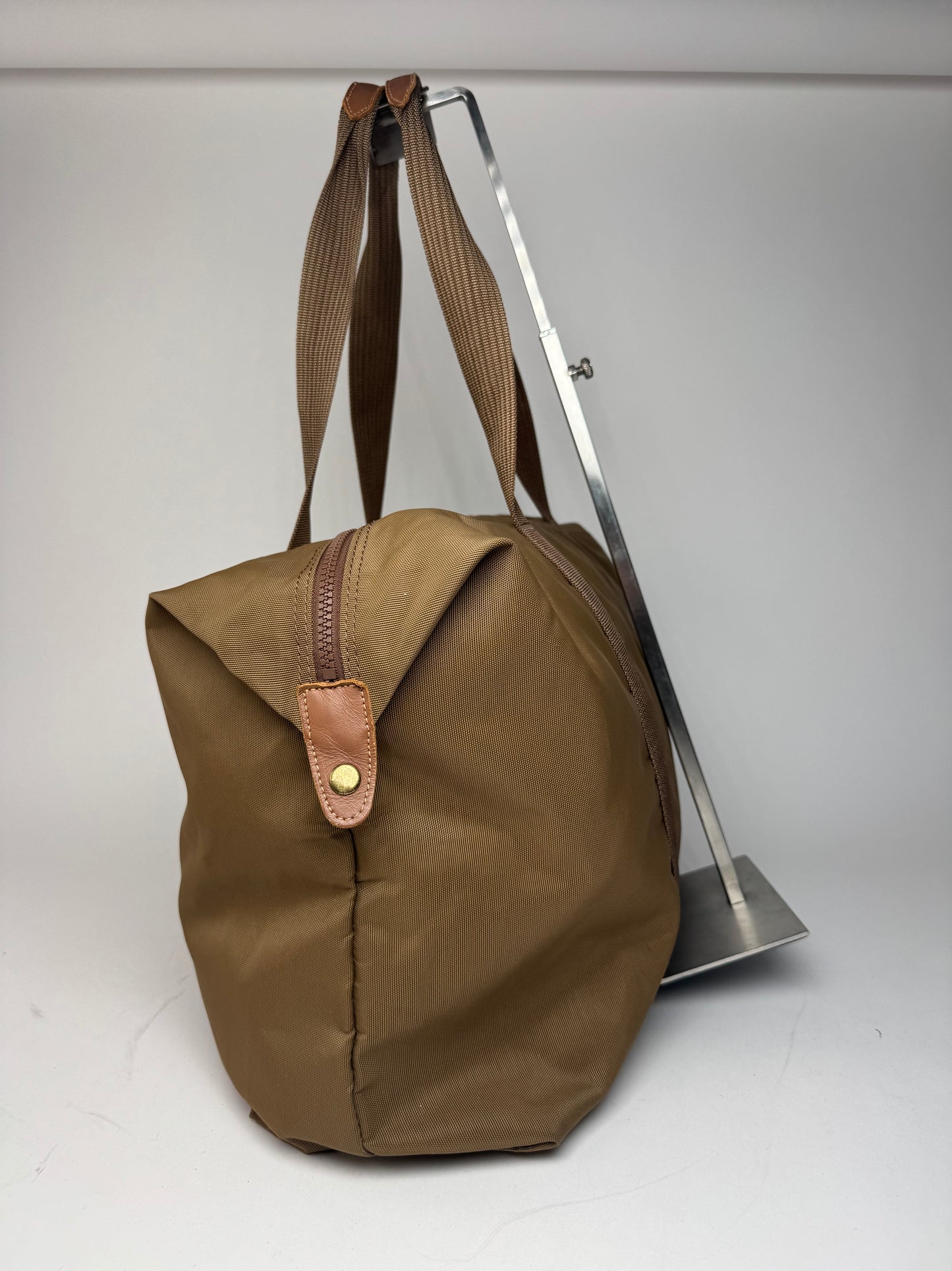 Vintage Courreges Paris Polyester Travel Bag Khaki Brown