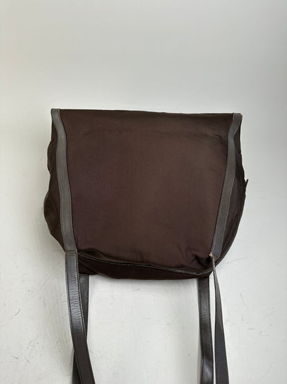 Vintage Gucci Nylon Tote Bag Brown Silver