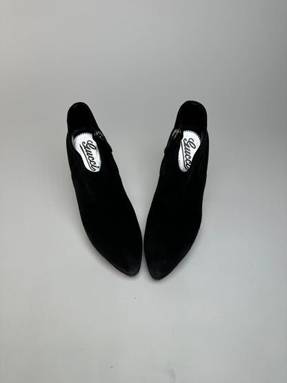 Vintage Gucci Suede Heeled Boots Black EU37,5