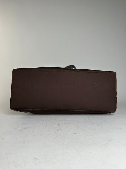 Vintage Gucci Nylon Tote Bag Brown Silver