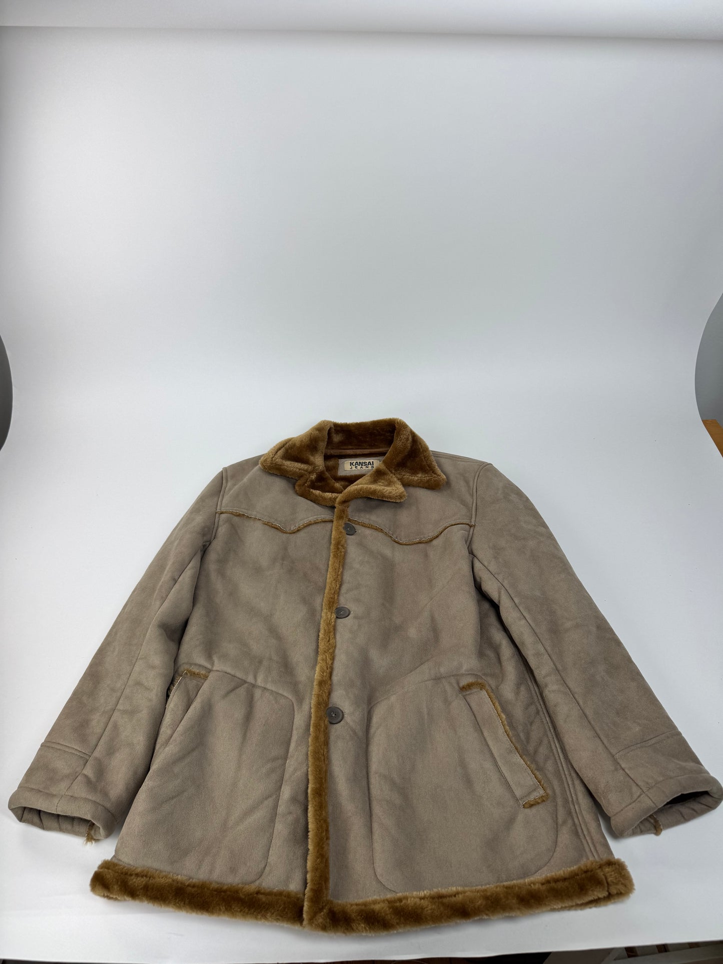 Vintage Kansai Yamamoto fur coat L grey brown