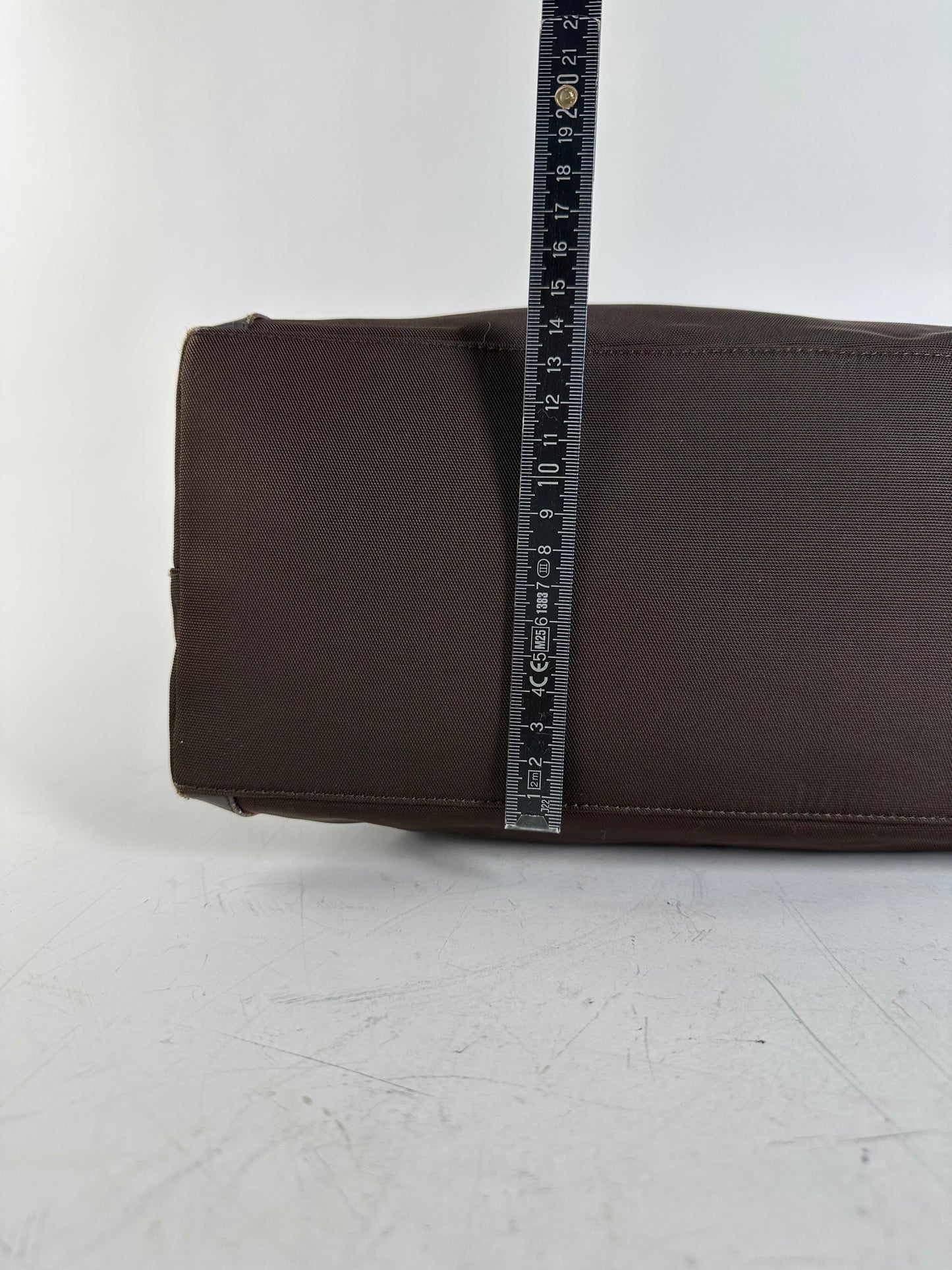 Vintage Gucci Nylon Tote Bag Brown Silver