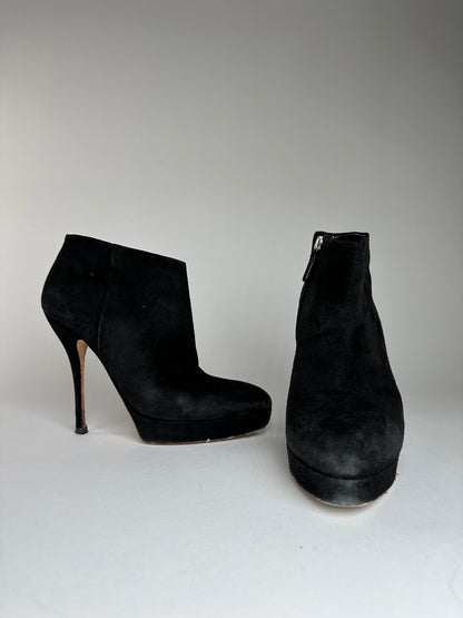Vintage Gucci Suede Heeled Boots Black EU37,5