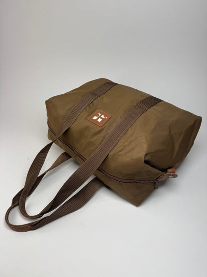 Vintage Courreges Paris Polyester Travel Bag Khaki Brown