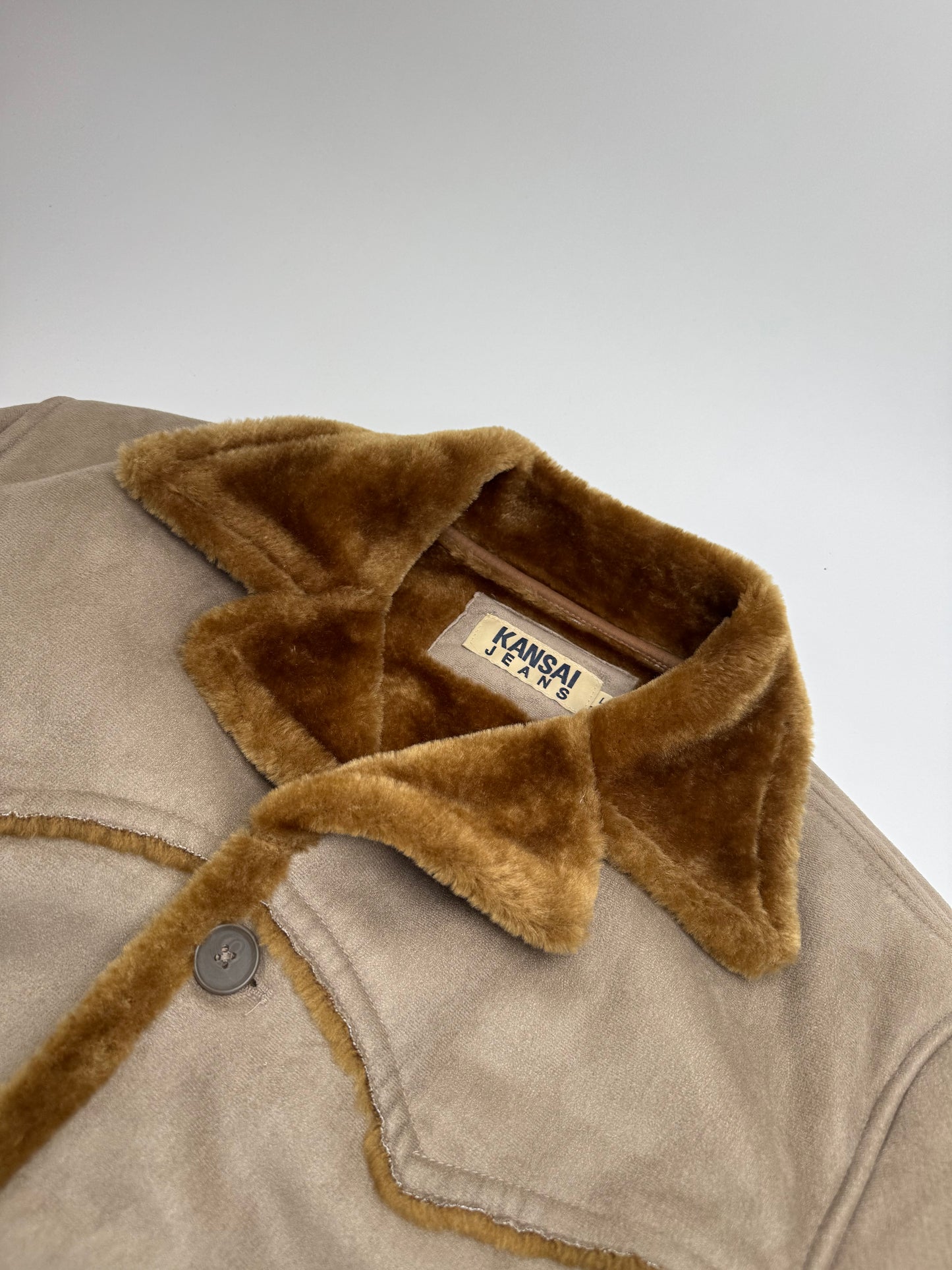 Vintage Kansai Yamamoto fur coat L grey brown