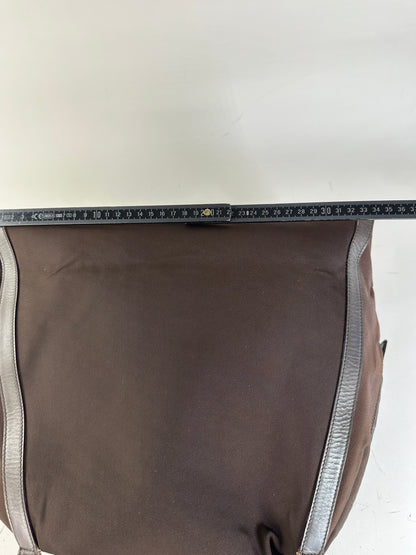 Vintage Gucci Nylon Tote Bag Brown Silver