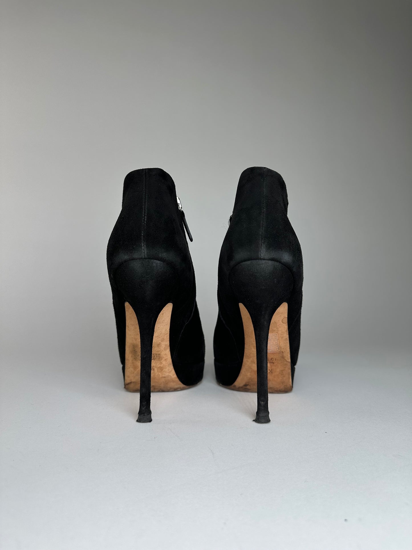 Vintage Gucci Suede Heeled Boots Black EU37,5