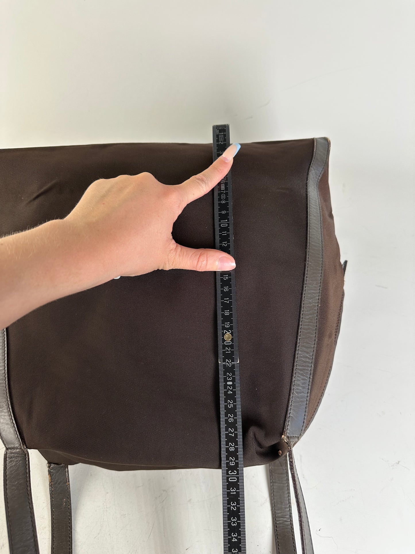Vintage Gucci Nylon Tote Bag Brown Silver