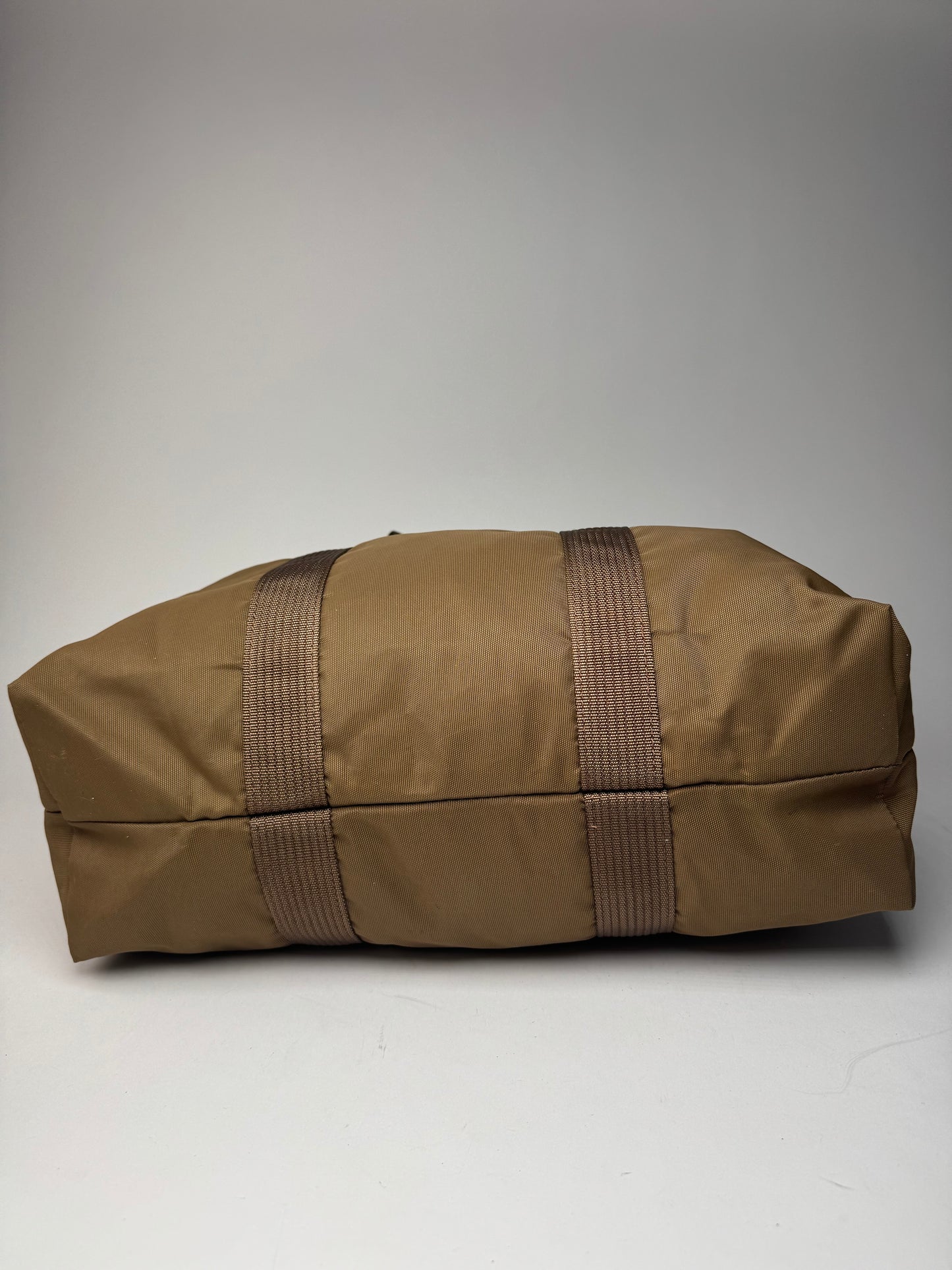 Vintage Courreges Paris Polyester Travel Bag Khaki Brown