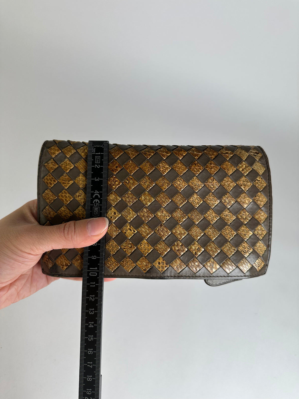 Vintage Bottega Veneta Intrecciato Leather Bifold Wallet Late 1980s Brown Gold