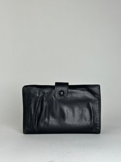 Chanel Black Leather Embossed Logo Wallet Accessory
