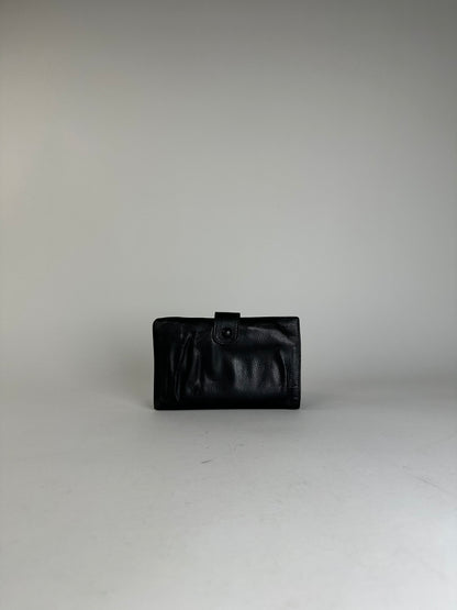 Chanel Black Leather Embossed Logo Wallet Accessory