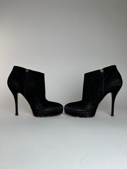 Vintage Gucci Suede Heeled Boots Black EU37,5