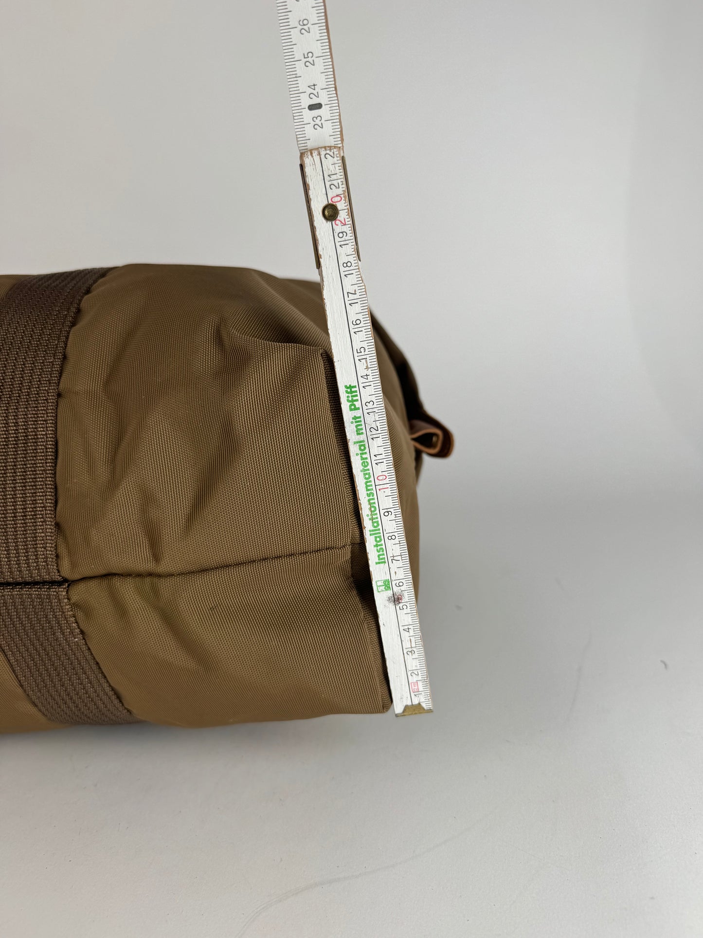 Vintage Courreges Paris Polyester Travel Bag Khaki Brown