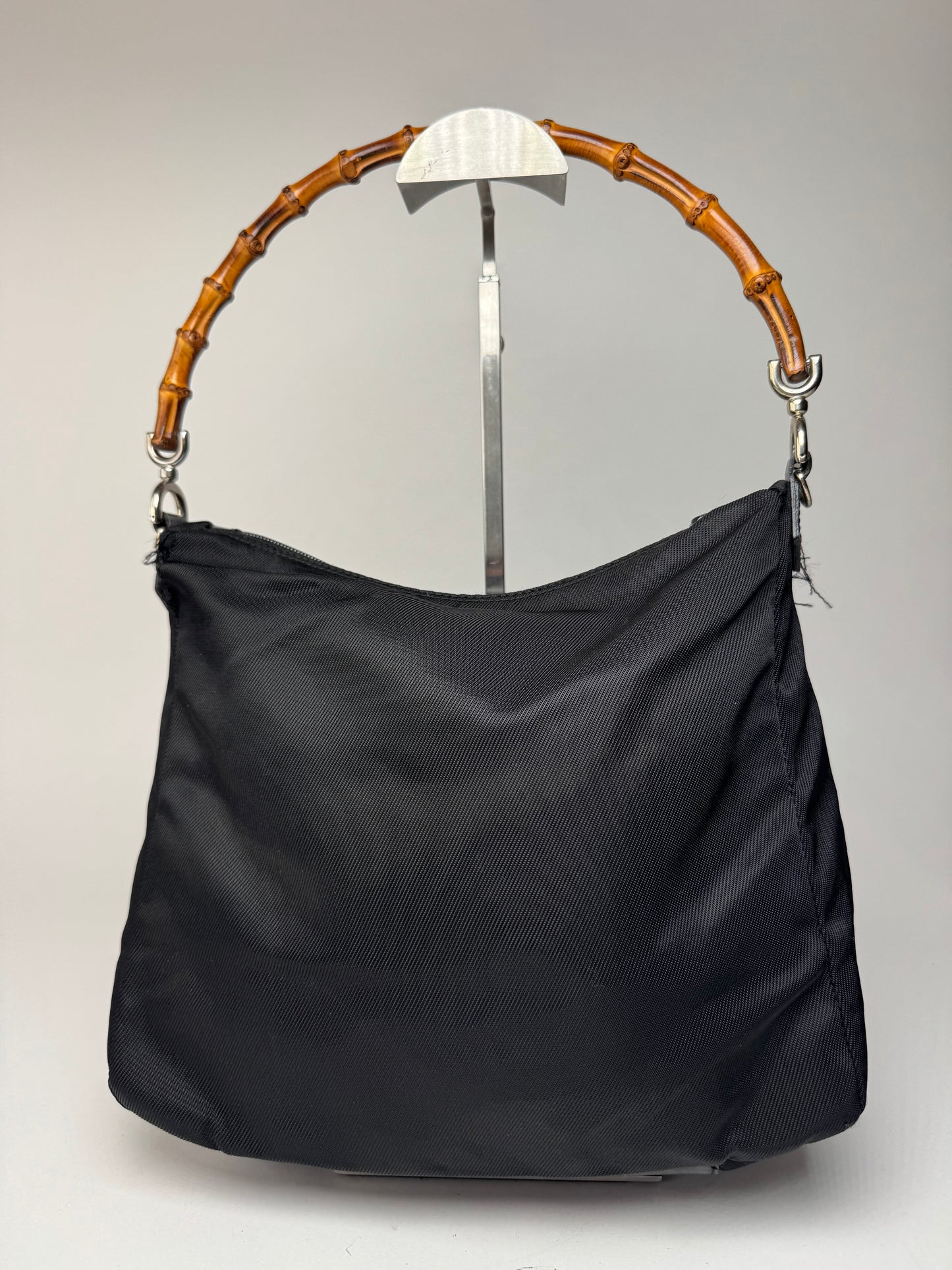 Sac Gucci vintage en toile de bambou noir