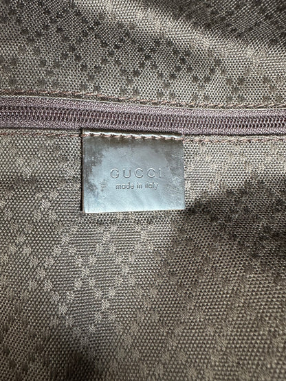 Vintage Gucci Nylon Tote Bag Brown Silver