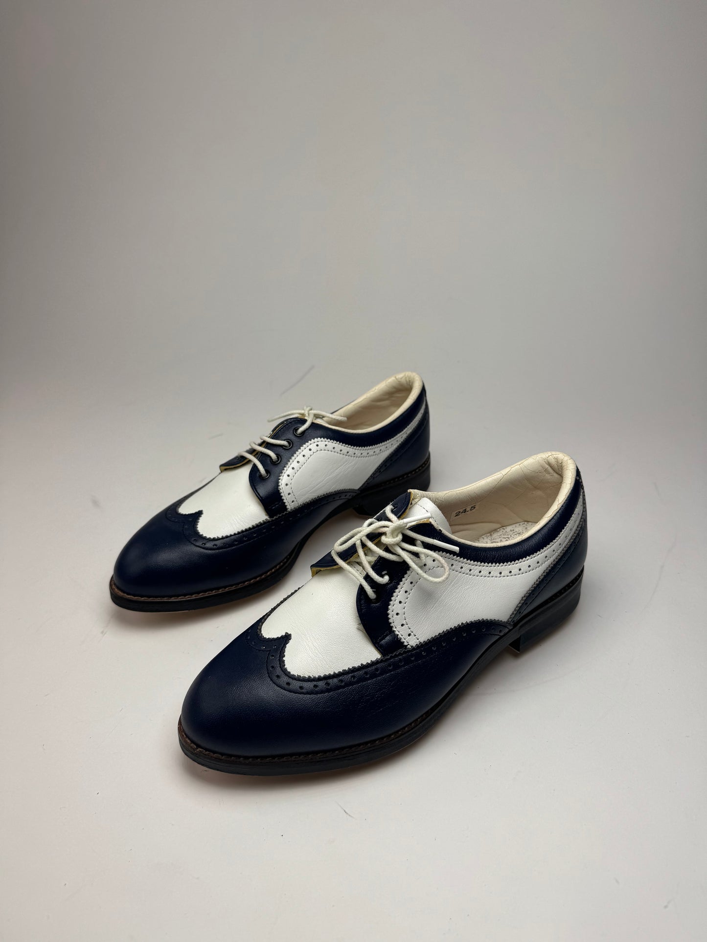 Vintage Balenciaga Leather Mocassins Sport Shoes 24,5cm Navy white
