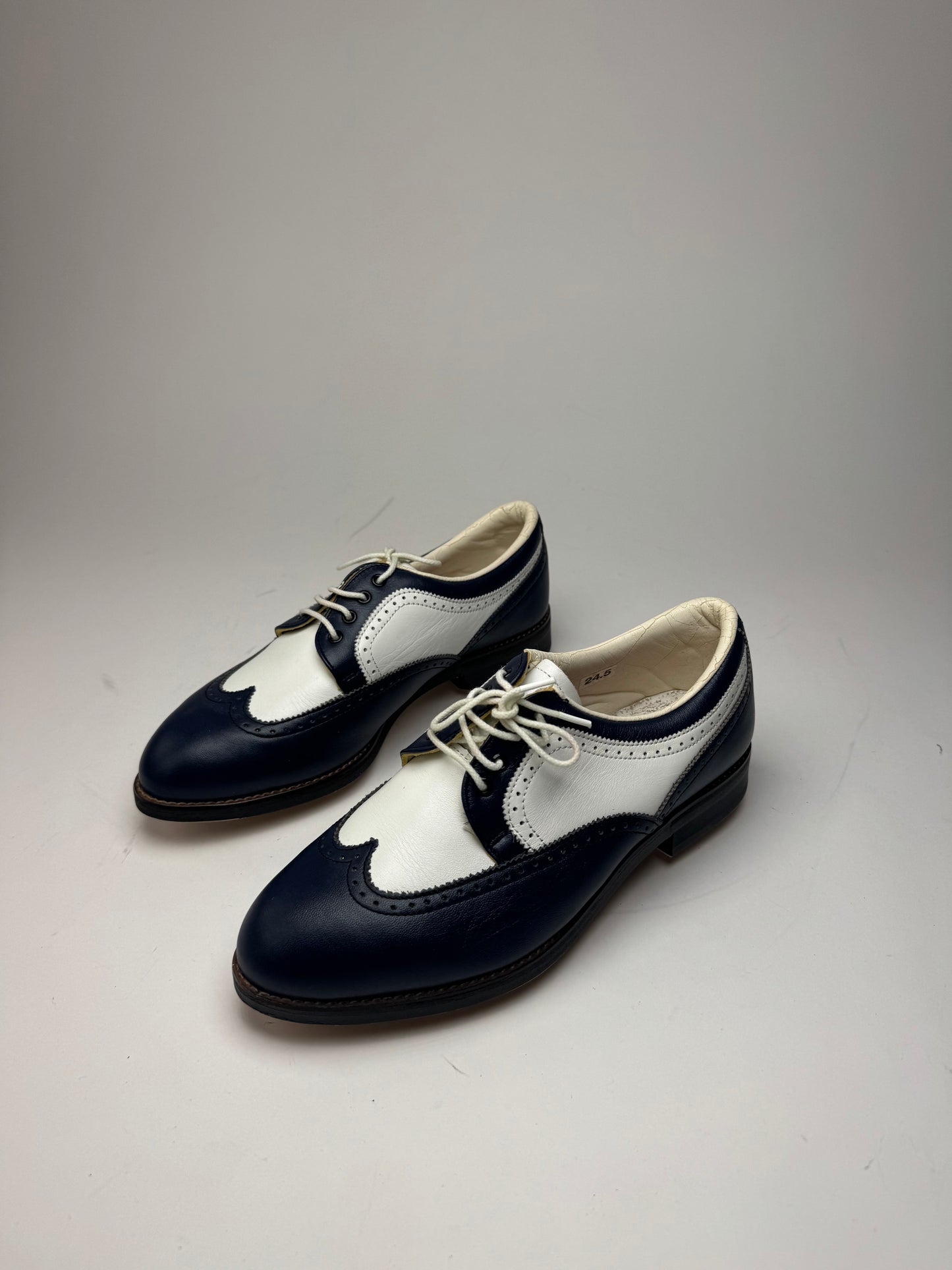 Vintage Balenciaga Leather Mocassins Sport Shoes 24,5cm Navy white