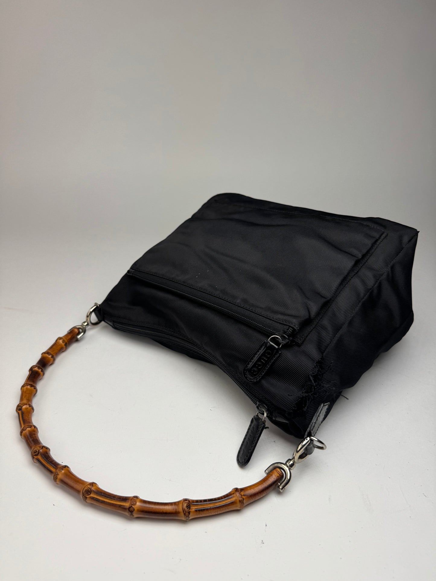 Sac Gucci vintage en toile de bambou noir