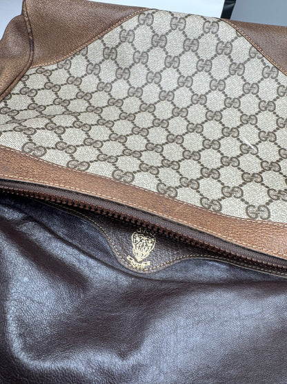 Vintage Gucci Monogram Leather Bag Grey Brown