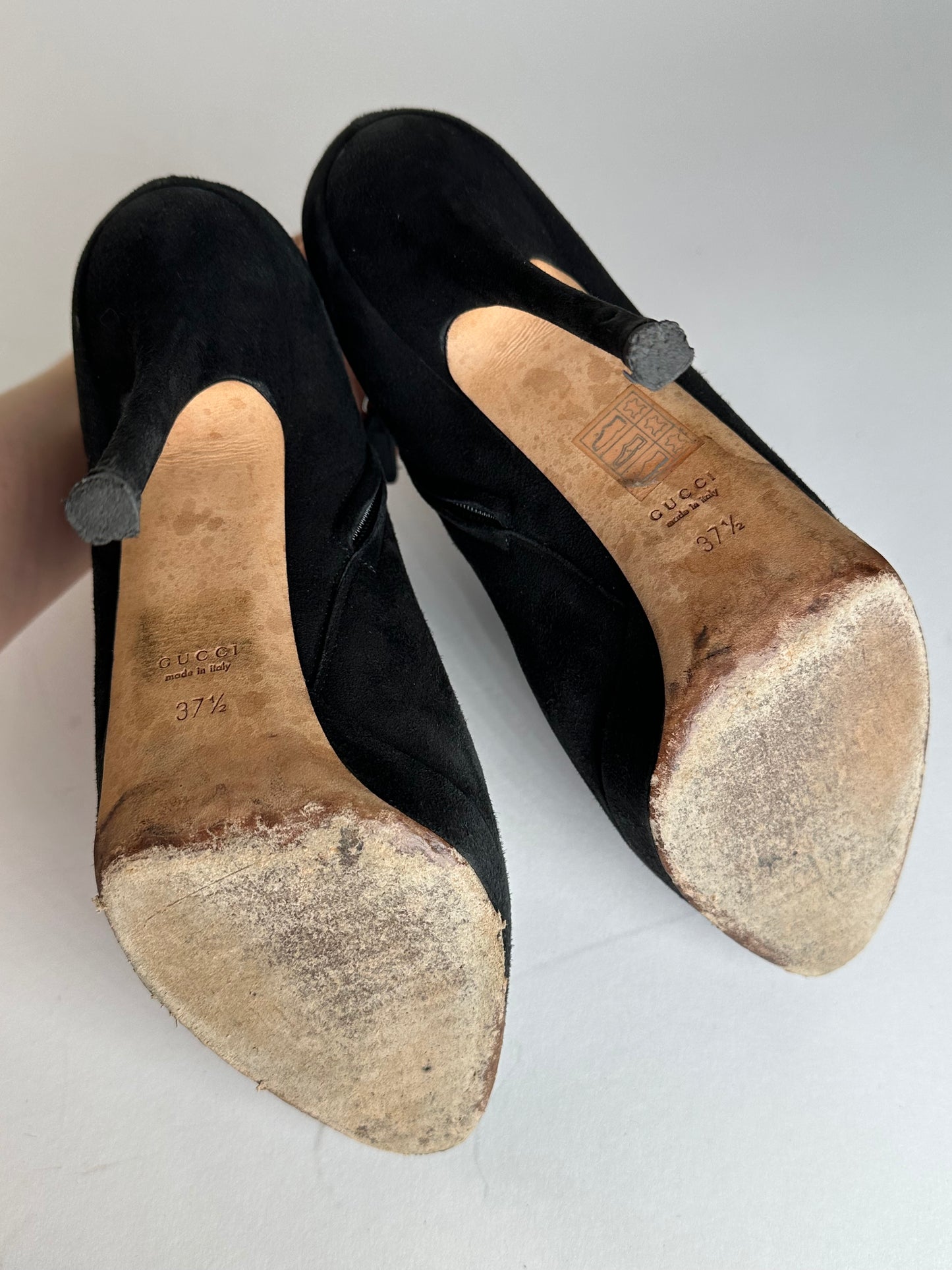 Vintage Gucci Suede Heeled Boots Black EU37,5