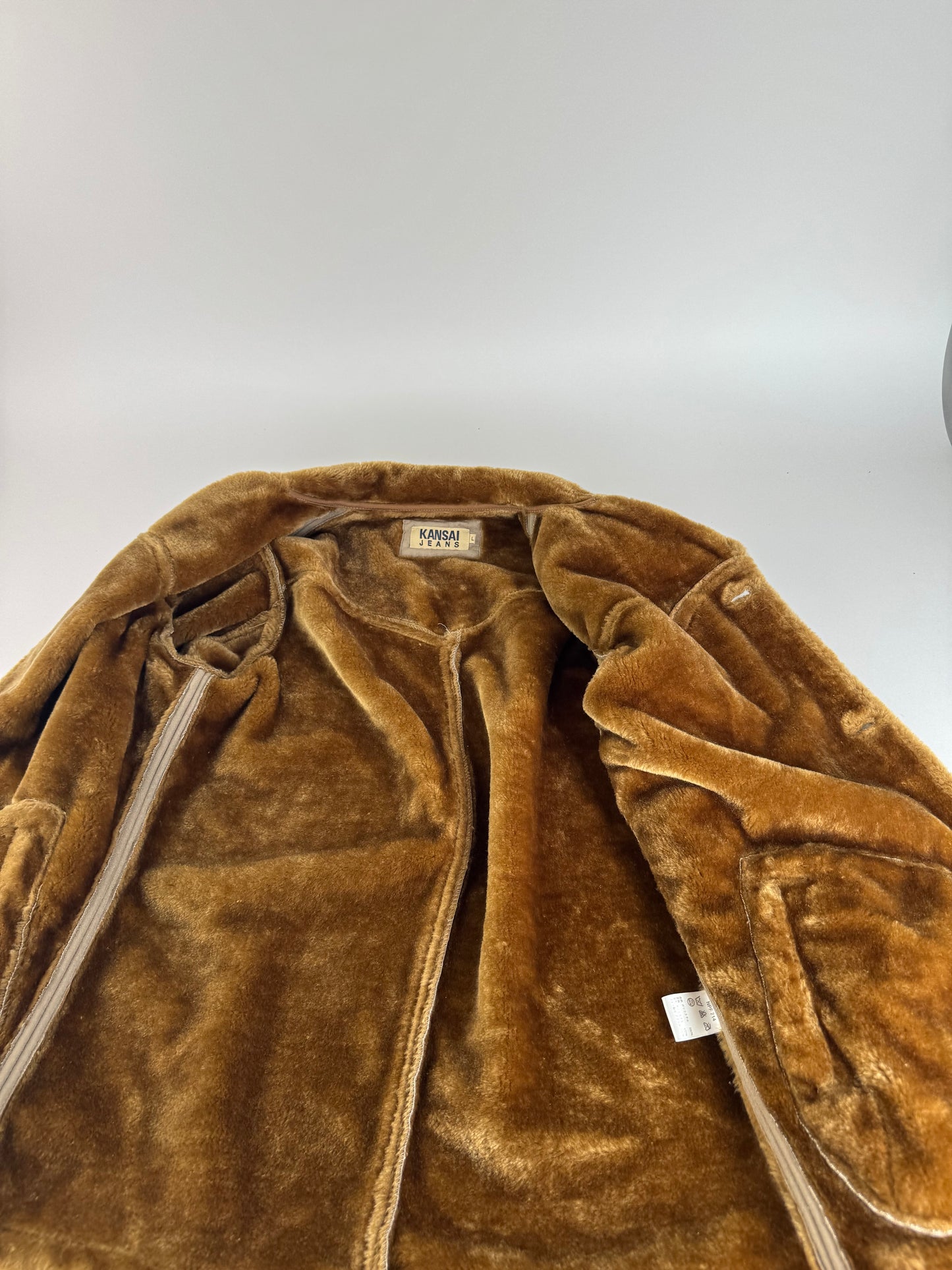 Vintage Kansai Yamamoto fur coat L grey brown