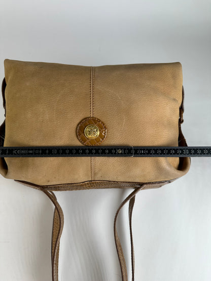 Vintage Fendi Croc-Effect Leather Top-Handle Bag Late 1970s Tan Brown