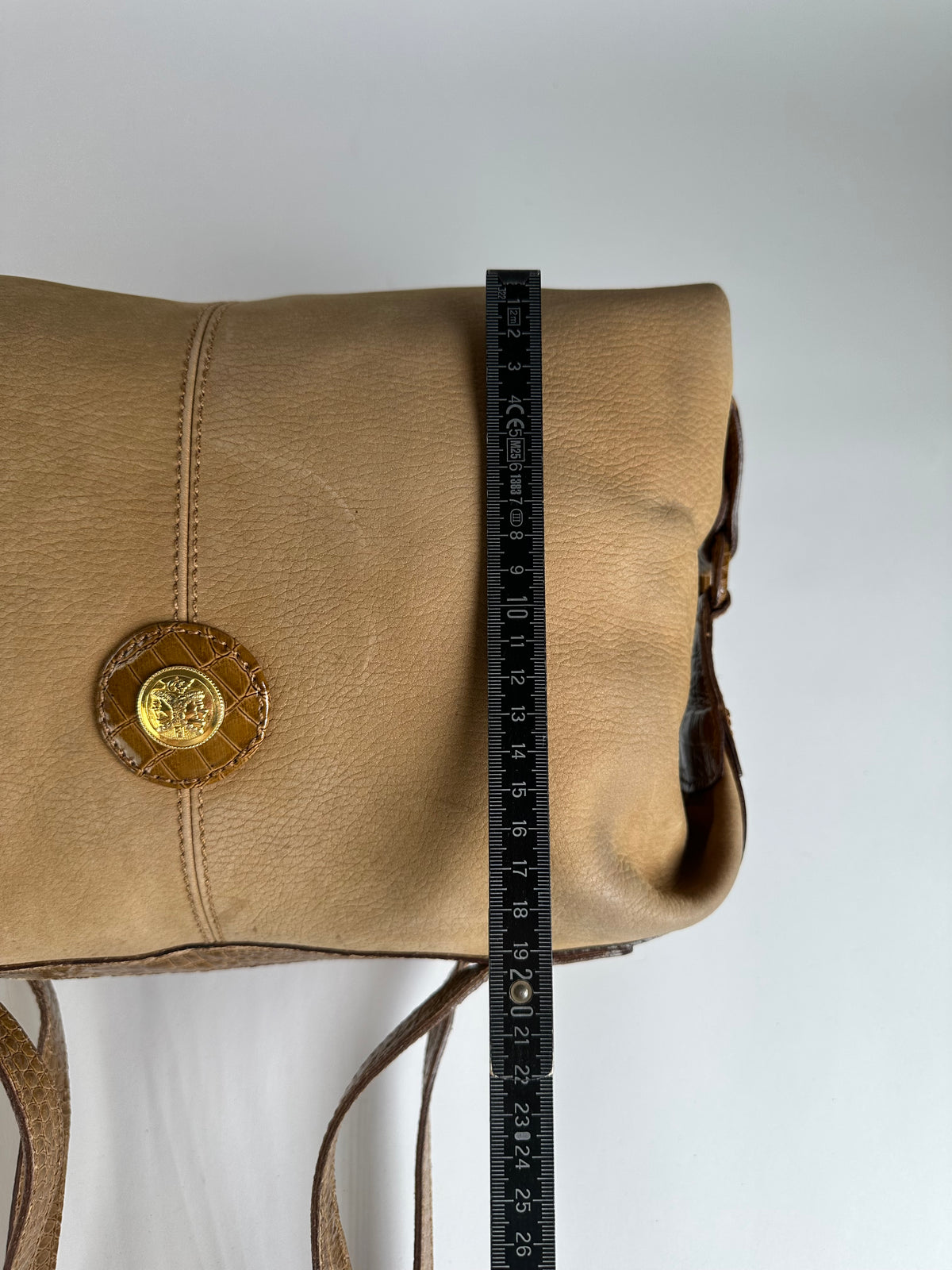 Vintage Fendi Croc-Effect Leather Top-Handle Bag Late 1970s Tan Brown
