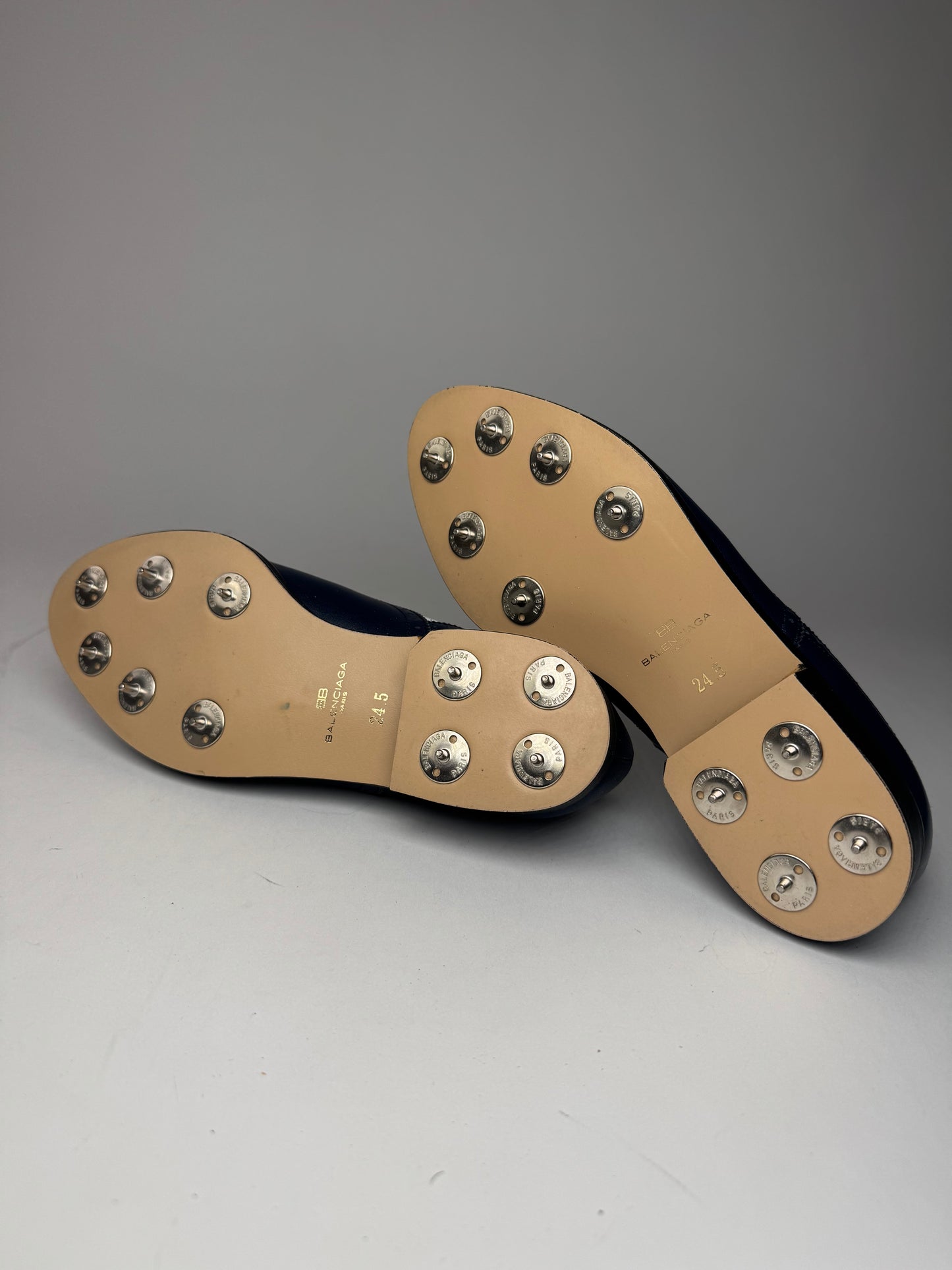 Vintage Balenciaga Leather Mocassins Sport Shoes 24,5cm Navy white