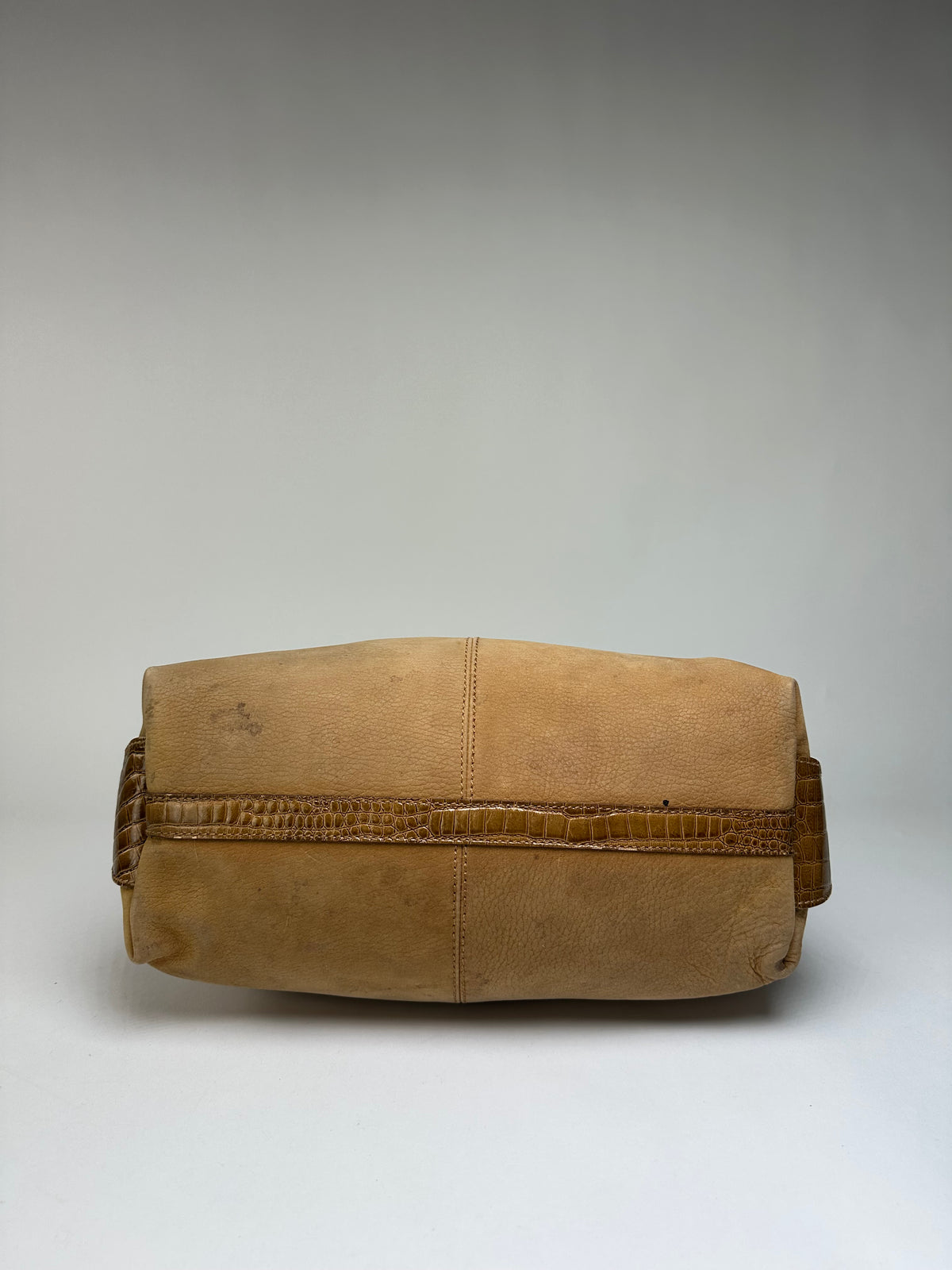 Vintage Fendi Croc-Effect Leather Top-Handle Bag Late 1970s Tan Brown