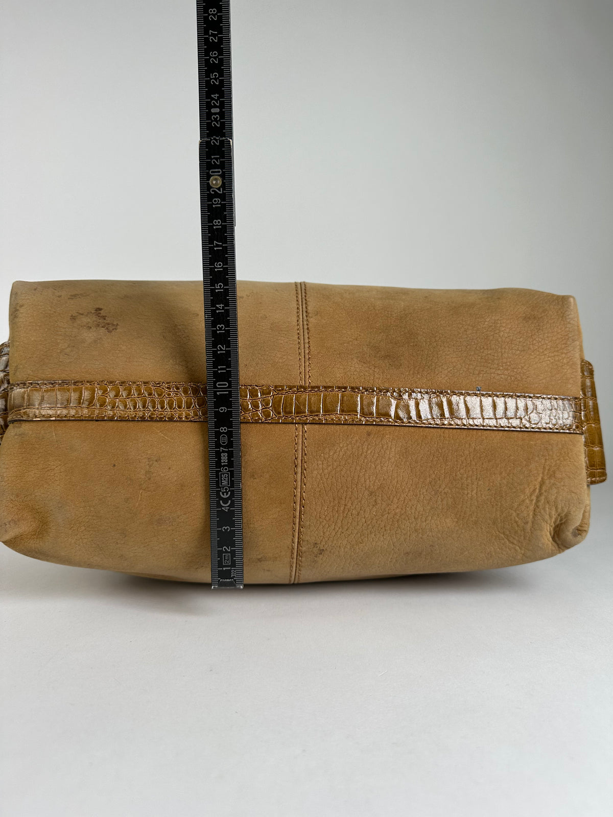Vintage Fendi Croc-Effect Leather Top-Handle Bag Late 1970s Tan Brown