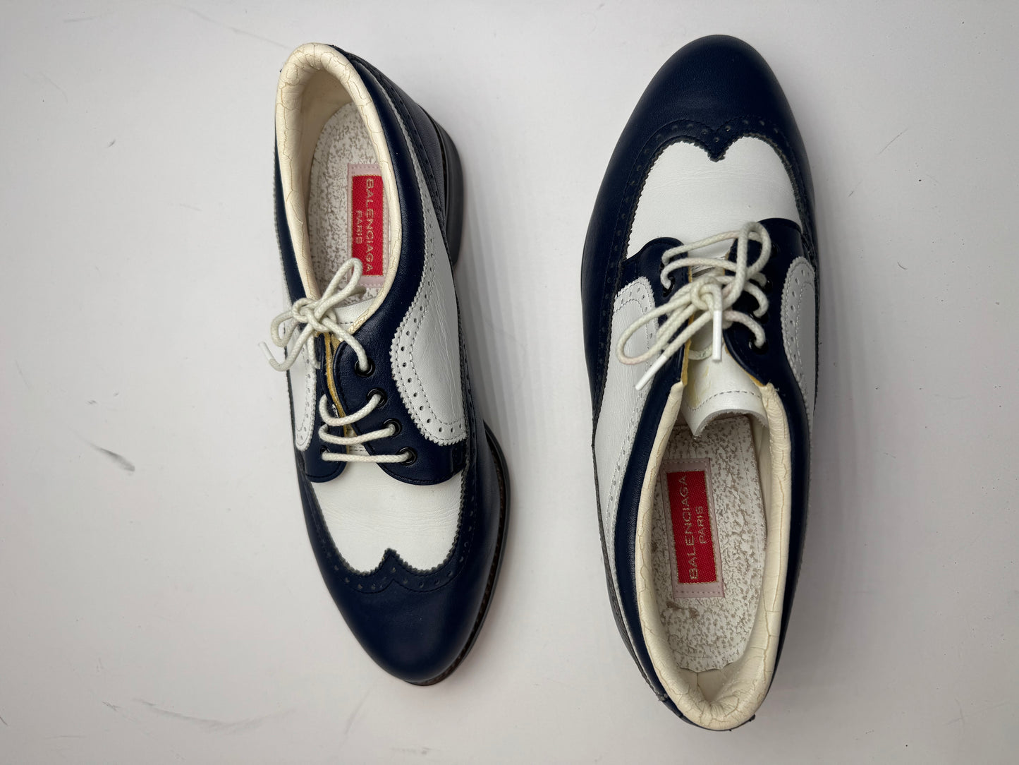 Vintage Balenciaga Leather Mocassins Sport Shoes 24,5cm Navy white