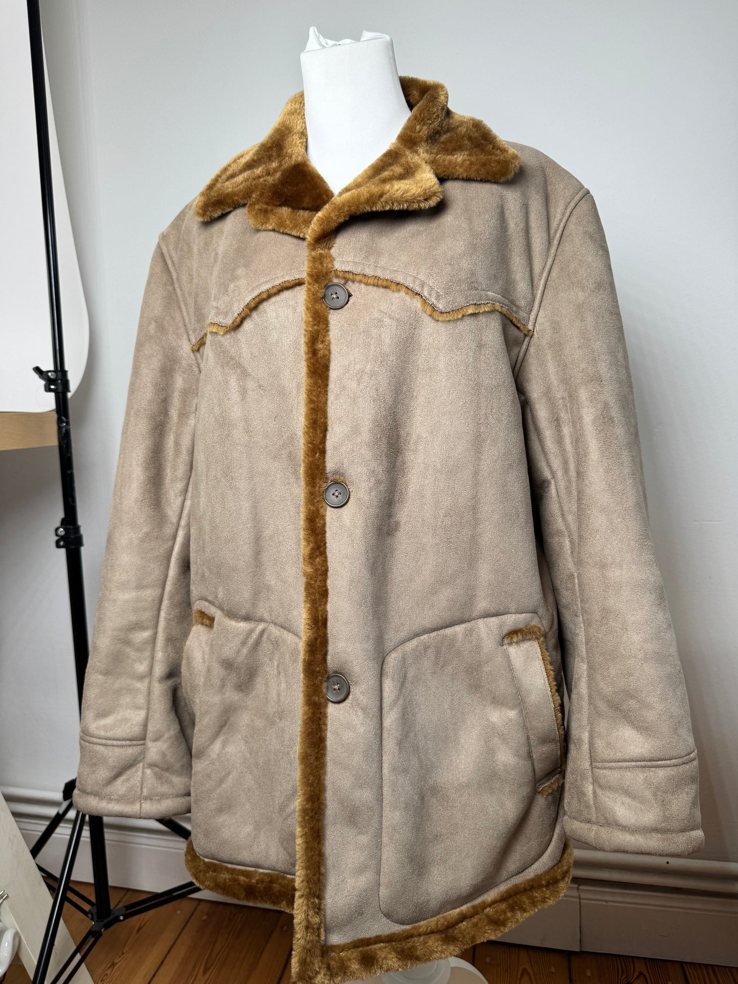 Vintage Kansai Yamamoto fur coat L grey brown