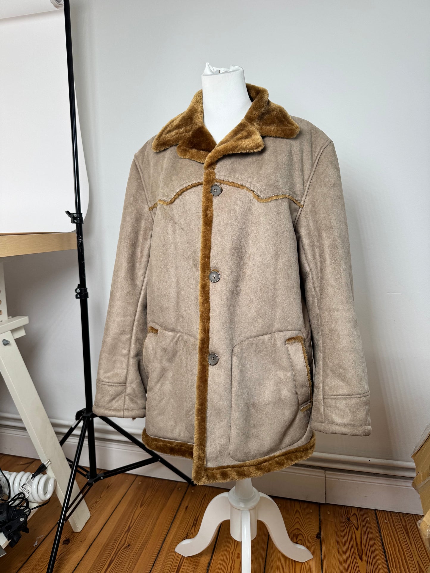 Vintage Kansai Yamamoto fur coat L grey brown