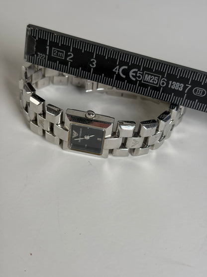 Vintage Emporio Armani Stainless Steel Bracelet Watch Black Dial