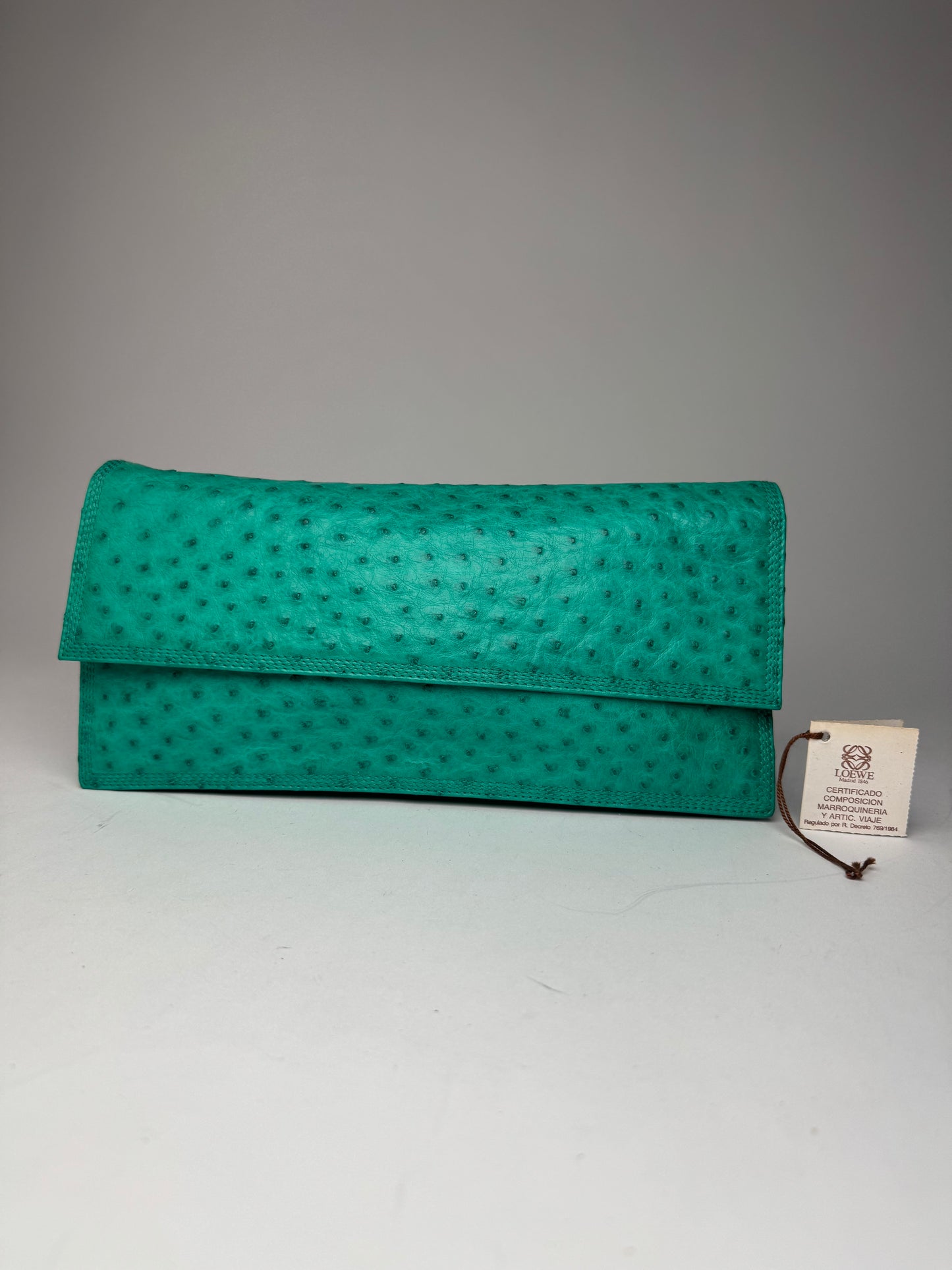 Vintage Loewe Madrid Ostrich Leather Belt Bag Turquoise