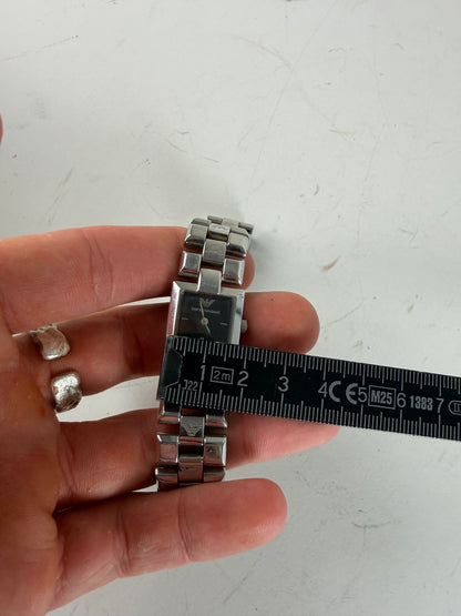 Vintage Emporio Armani Stainless Steel Bracelet Watch Black Dial
