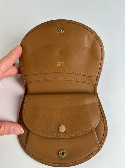 Vintage Celine Macadam Canvas Mini Wallet Late 1980s Brown Tan