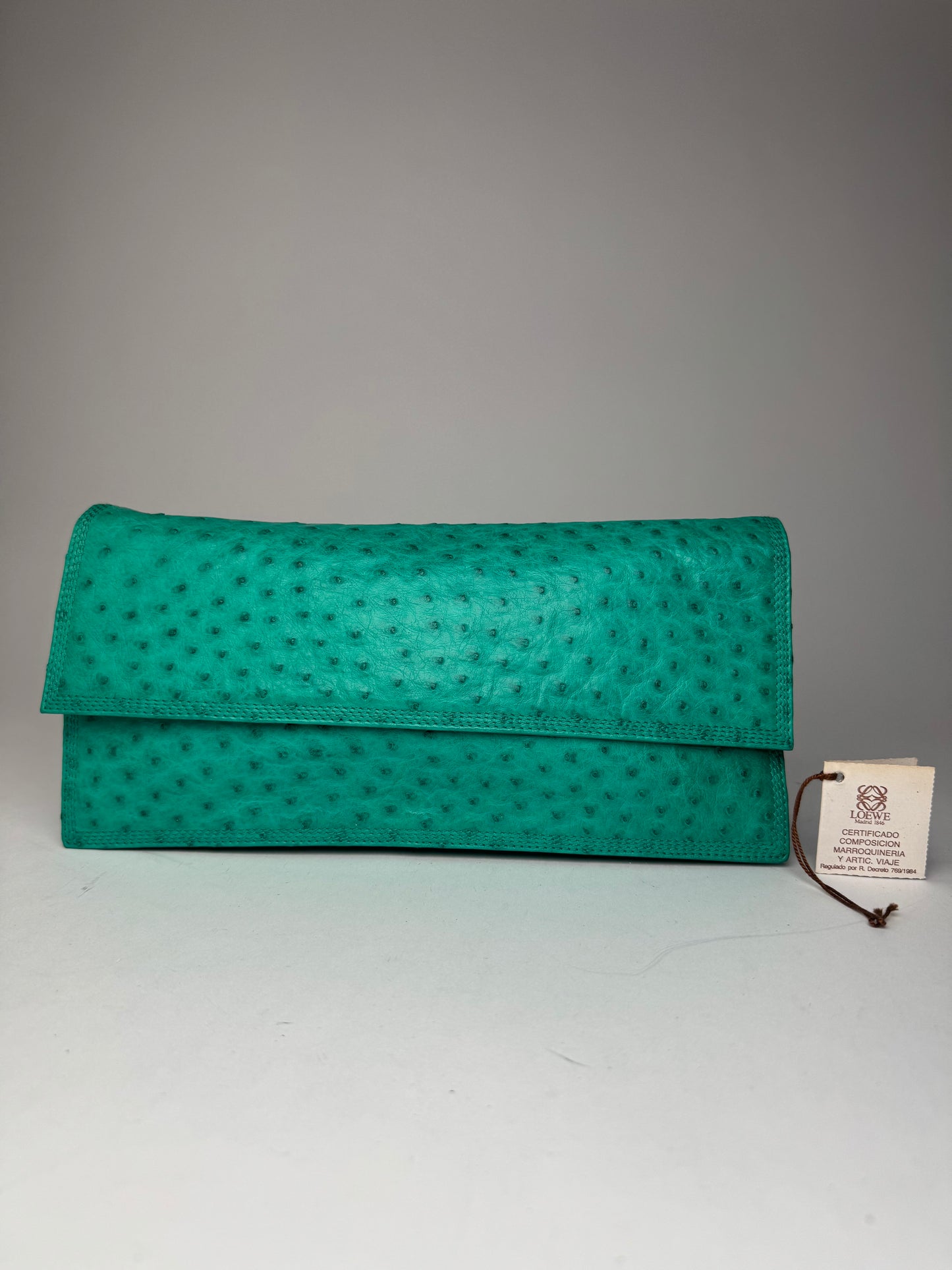 Vintage Loewe Madrid Ostrich Leather Belt Bag Turquoise