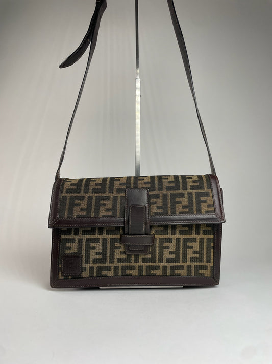 Vintage Fendi FF monogram Shoulder Bag Brown