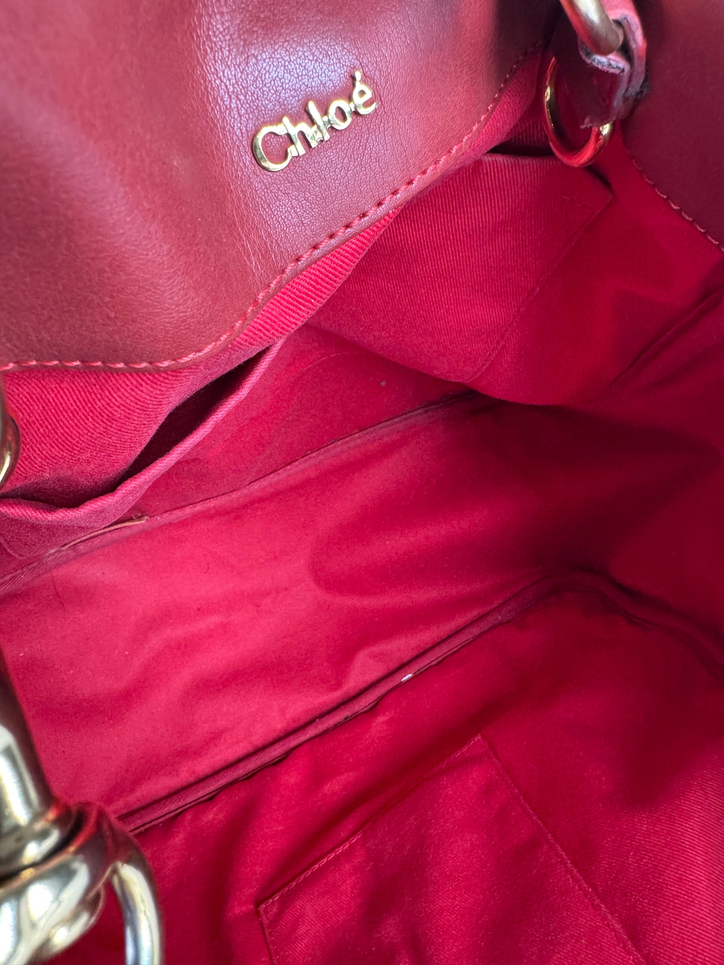 Vintage Chloe Leather Tote Bag Red