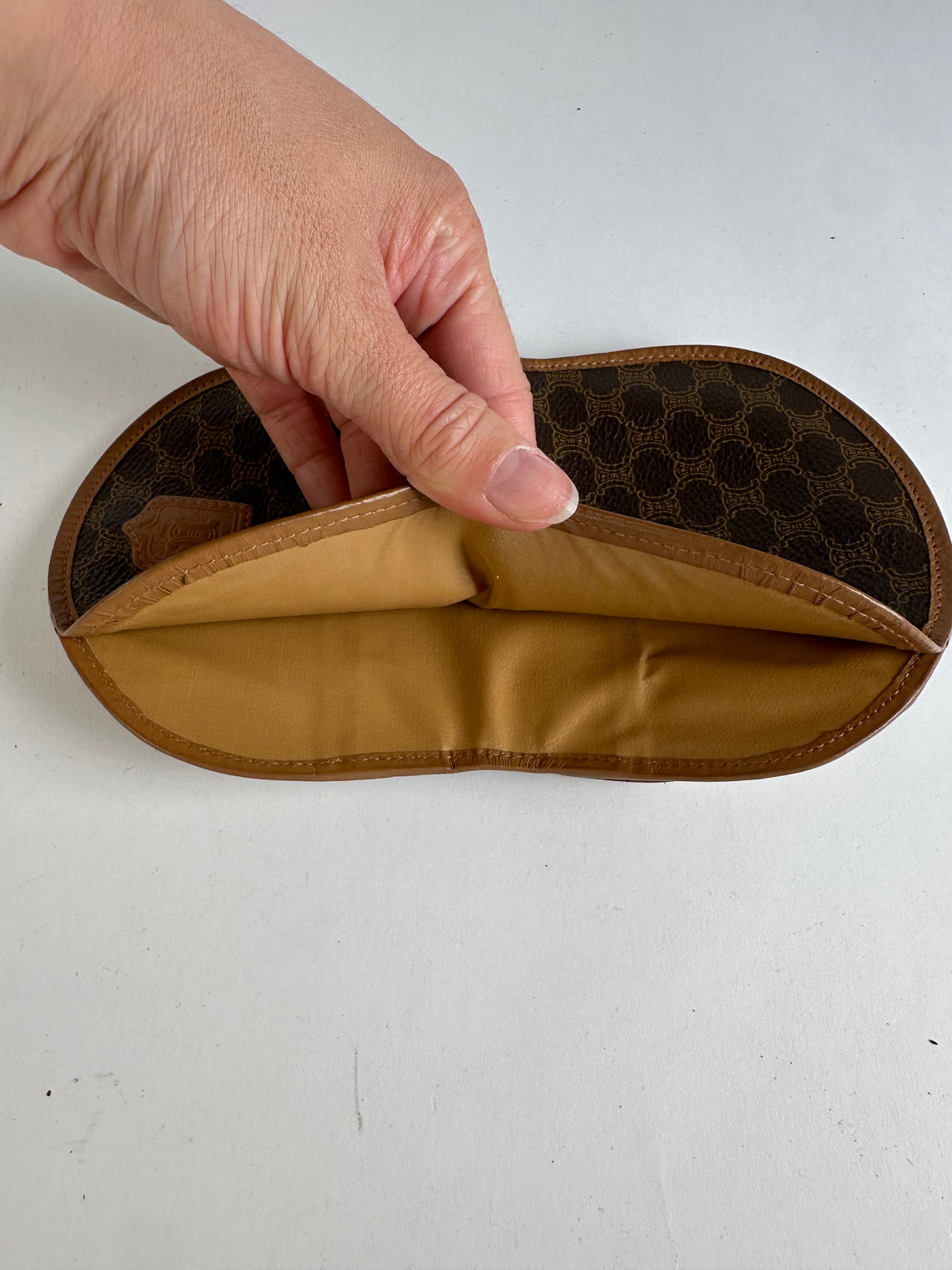 Vintage Celine Macadam Canvas Mini Wallet Late 1980s Brown Tan