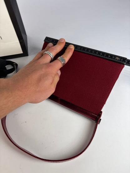 Vintage Gucci Structured Patent Canvas Top-Handle Bag c. 1998 Burgundy